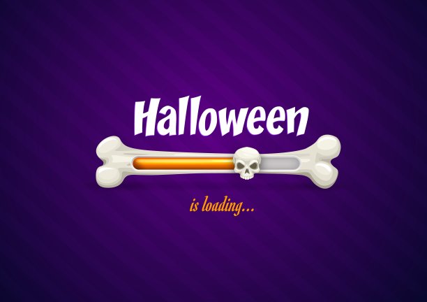 万圣节加载酒吧与骨头和头骨的状态图片下载