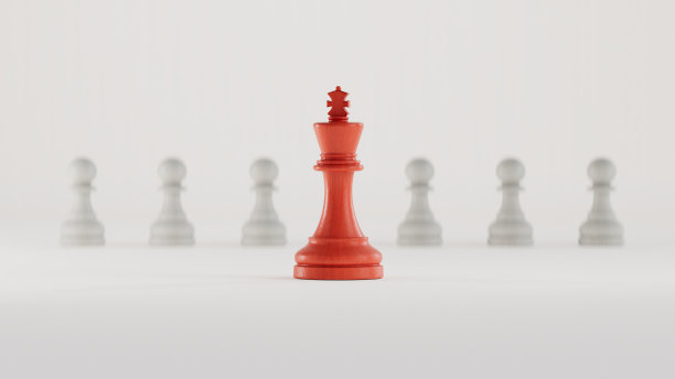 象棋商业成功，领导理念。白色背景的3D渲染。图片下载