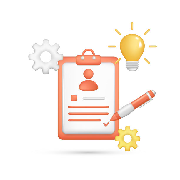 现实的3d剪贴板，个人文件，笔，灯泡，设置图标。光滑的3d合同清单，工作申请，人力资源符号，招聘，简历。矢量插图隔离在白色背景上图片下载