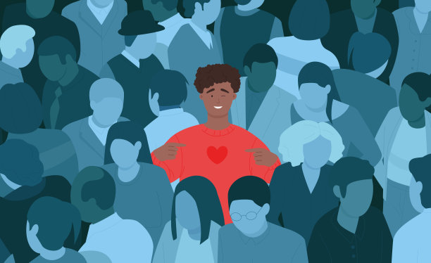 人群中快乐的人，城市中无脸的悲伤的人中只有一个满意的人图片下载