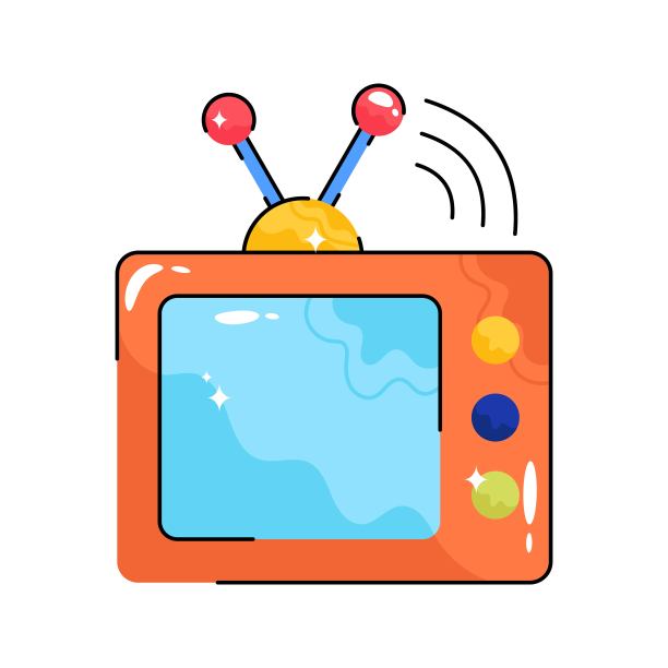 智能电视涂鸦矢量大纲贴纸。EPS 10文件图片下载