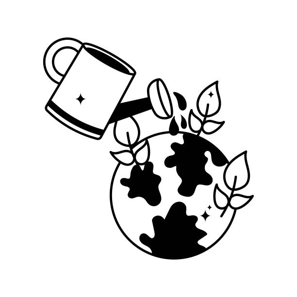 全球生态涂鸦矢量轮廓贴纸。EPS 10文件图片下载