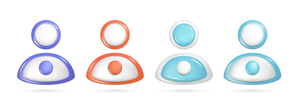 一组逼真的3d人，用户图标。客户3d光泽元素，彩色客户符号，个人资料或头像UI图标。矢量插图隔离在白色背景上图片下载
