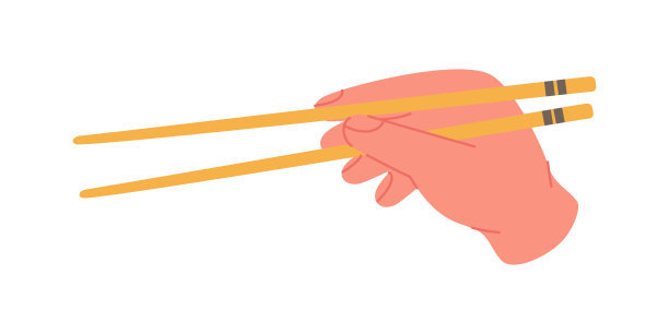 日本筷子夹寿司卷。日本料理，传统食物。矢量插图。图片下载