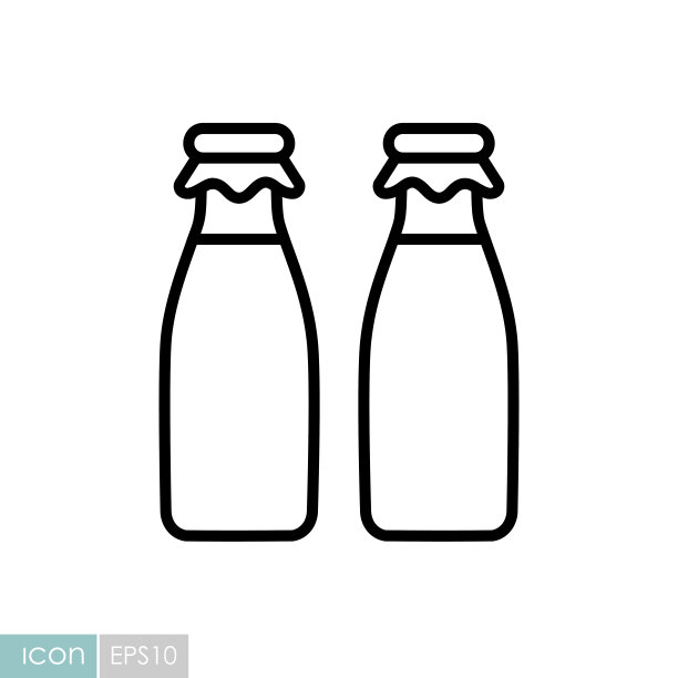 两个牛奶瓶矢量图标图片下载