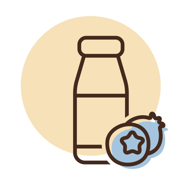 酸奶瓶与风味蓝莓矢量图标图片下载