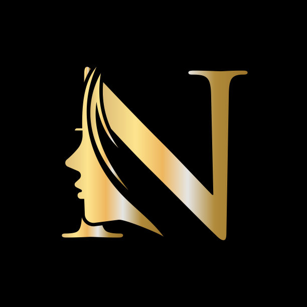 字母N美容水疗标志概念与女人的脸图标矢量模板图片下载