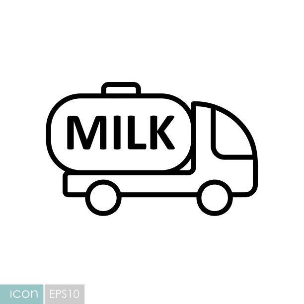 卡车与牛奶矢量图标图片下载