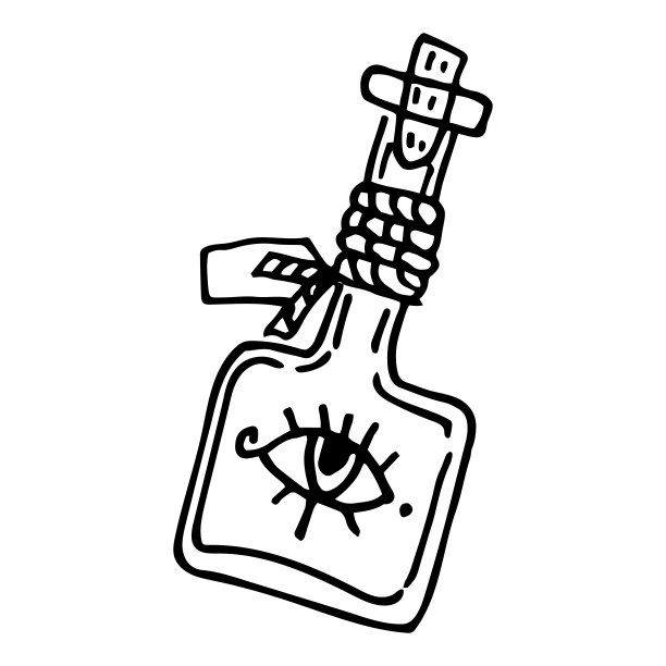 药水瓶，手绘涂鸦矢量插图。图片下载
