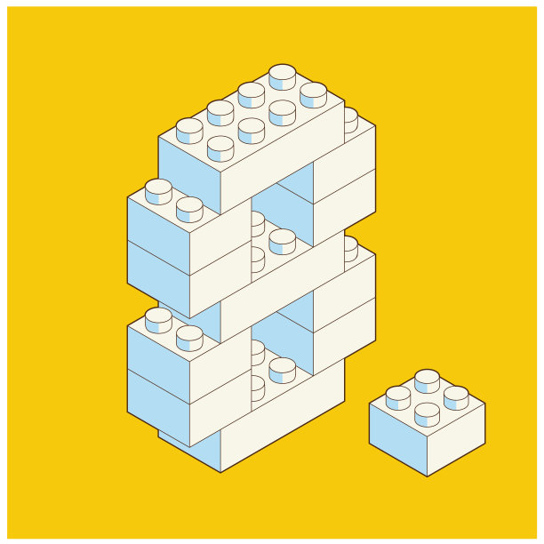 8号来自塑料积木。白色背景上孤立的彩色砖块。矢量三维等距插图。图片下载