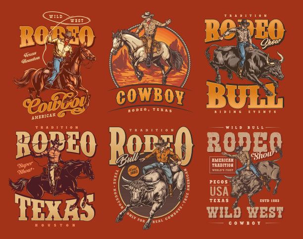 牛仔竞技表演集传单五颜六色图片下载