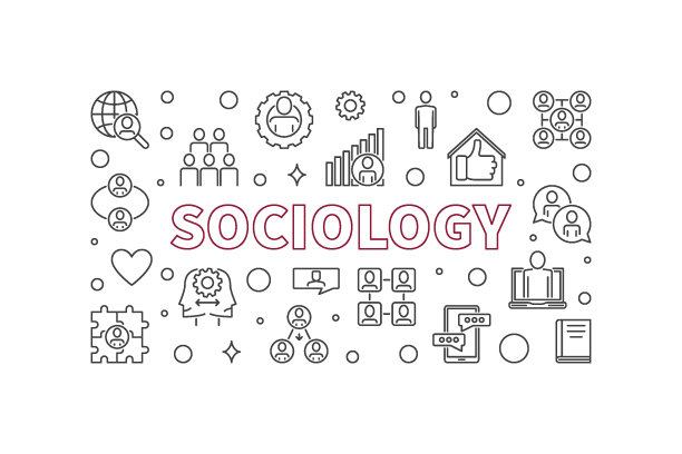 社会学矢量大纲横向横幅-社会互动概念背景图片下载