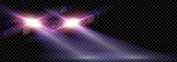 现实的夜间汽车光耀斑矢量效果图片下载