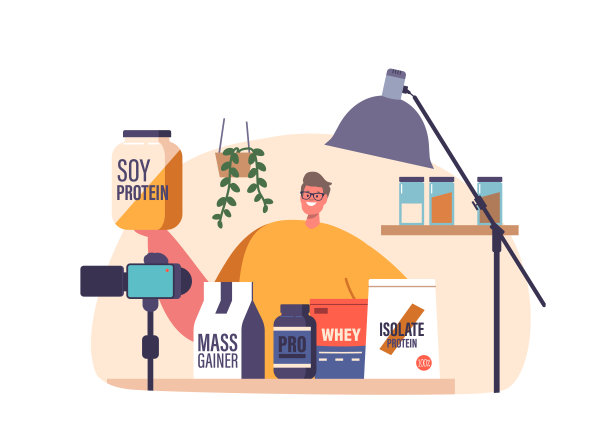 博主人物热情地在镜头前宣传运动营养产品，强调它们的好处图片下载