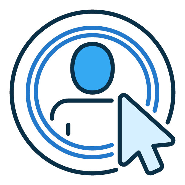 鼠标光标在圆形与人矢量计算机点击概念蓝色图标图片下载