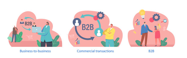 具有字符的孤立元素执行B2b企业对企业场景，指的是两个公司之间的商业图片下载