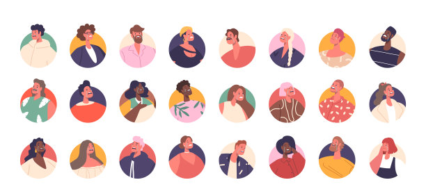 哭泣的人的化身集。不同年龄、性别、职业的男女角色都有悲伤图片下载