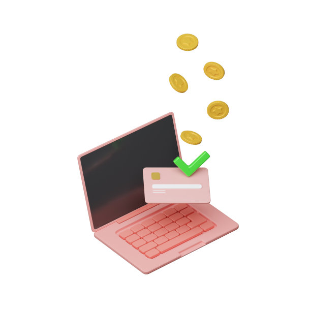 3D笔记本电脑和信用卡图标广告设计与剪辑路径。网上购物的概念。三维渲染图片下载