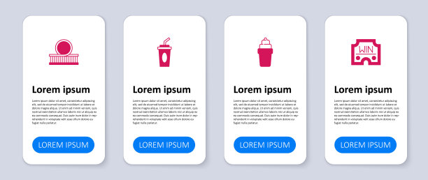 赌场赢了，冰淇淋华夫饼，带水的纸杯和过山车。业务信息图表模板。向量图片下载