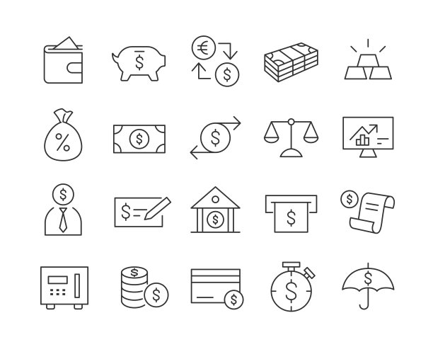 银行图标-矢量线图标图片下载