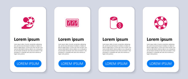 设置赌场筹码，与美元，老虎机头奖和手握赌场。业务信息图表模板。向量图片下载