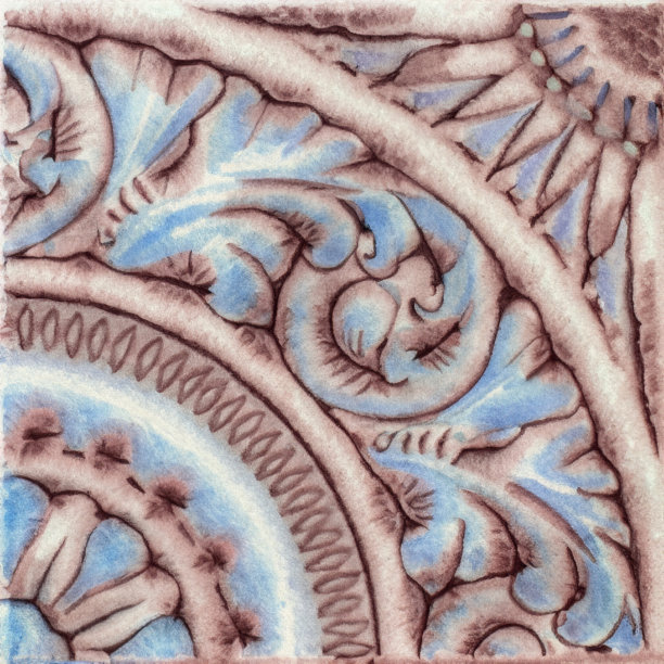 葡萄牙瓷砖图案水彩画图片下载