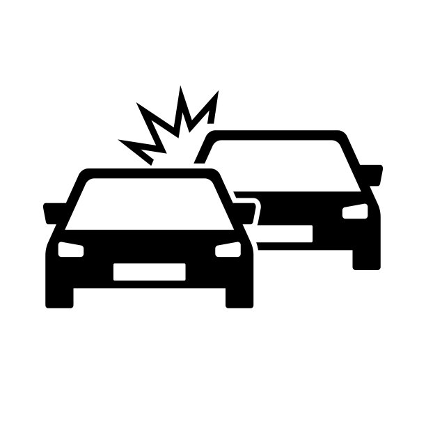 汽车碰撞剪影图标。车祸。向量。图片下载