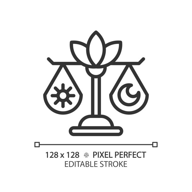 2D可定制的昼夜平衡黑色线性图标图片下载