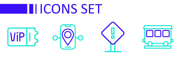 设置线路客运列车车厢，感叹号广场，路线位置和火车票图标。向量图片下载