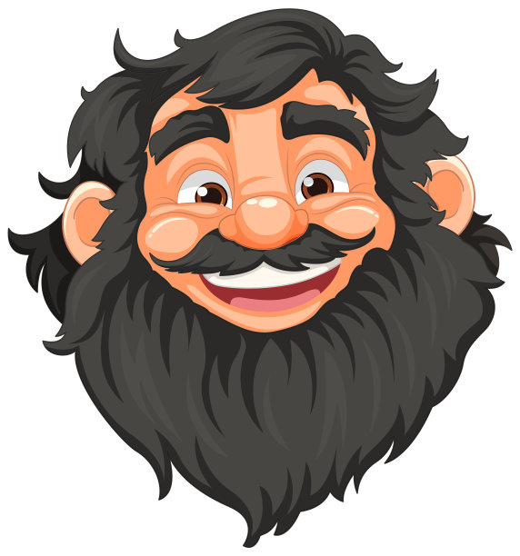 微笑的卡通人物:有胡子的老人图片下载