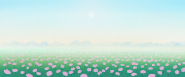 雾中的粉红花朵图片下载