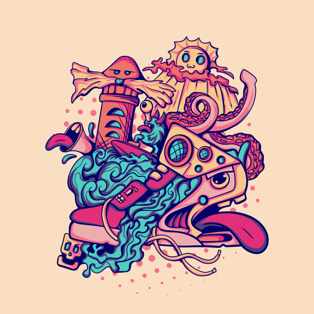 夏天的海洋鞋插图图片下载