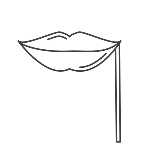 派对唇面膜上的条纹棒图标图片下载