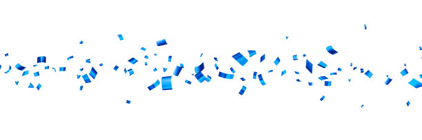 落下的蓝色剪出箔丝带五彩纸屑的背景。图片下载