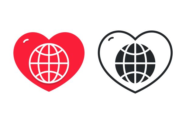 爱的世界图标。说明向量图片下载