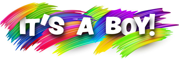 这是一个男孩的纸字标志，用彩色的光谱油漆刷在白色上。图片下载