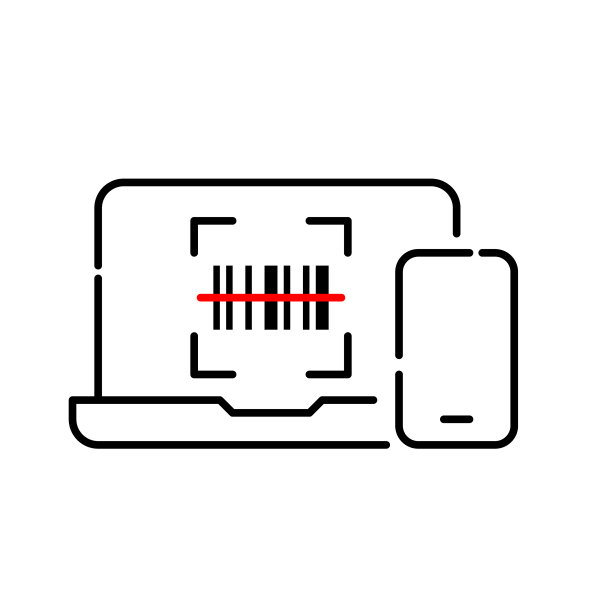 笔记本电脑和智能手机上的条形码。跨设备链接。像素完美，可编辑的笔触图片下载