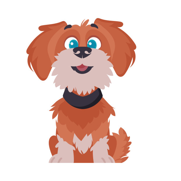 智力打败了被冲红的狗。犬的微笑。卡通风格，矢量插图图片下载