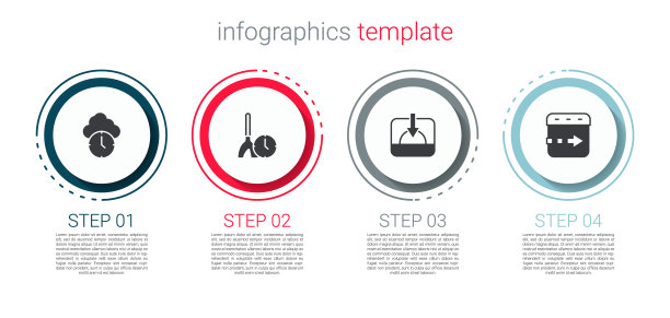 设置时钟，清洁时间，日落和时间飞逝的时钟。业务信息图表模板。向量图片下载