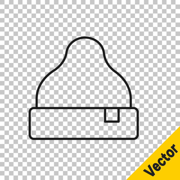 黑线豆帽图标隔离在透明的背景。向量图片下载