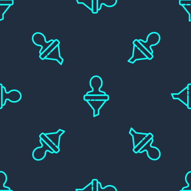 绿线狩猎图标孤立的无缝模式上的蓝色背景。业务目标或就业标志。企业人力资源与招聘。向量图片下载