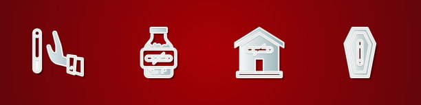 设置戒烟，尼古丁口香糖泡罩包装，在家不吸烟和死亡从图标。向量图片下载