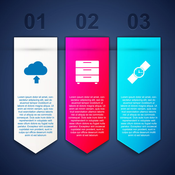 设置云上传，家具床头柜和手表。业务信息图表模板。向量图片下载