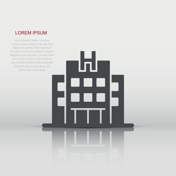 扁平风格的医院建筑图标。孤立背景上的医学诊所矢量插图。医药标识经营理念。图片下载