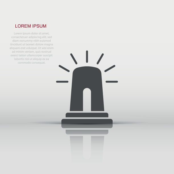 紧急报警图标在平面样式。警报灯矢量插图孤立的背景。警用紧急标识经营理念。图片下载