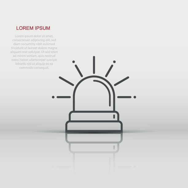 紧急报警图标在平面样式。警报灯矢量插图孤立的背景。警用紧急标识经营理念。图片下载