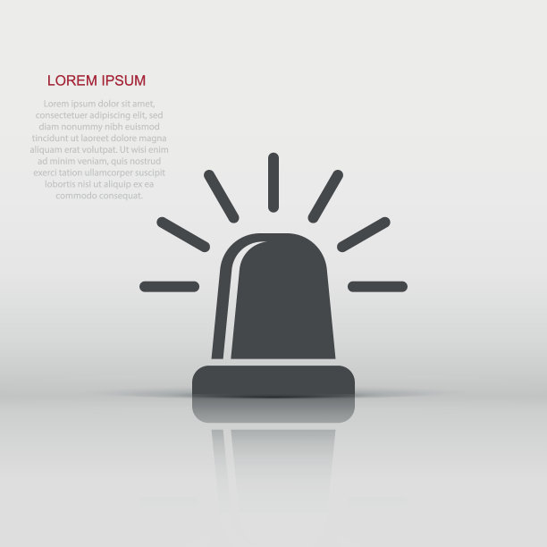 紧急报警图标在平面样式。警报灯矢量插图孤立的背景。警用紧急标识经营理念。图片下载