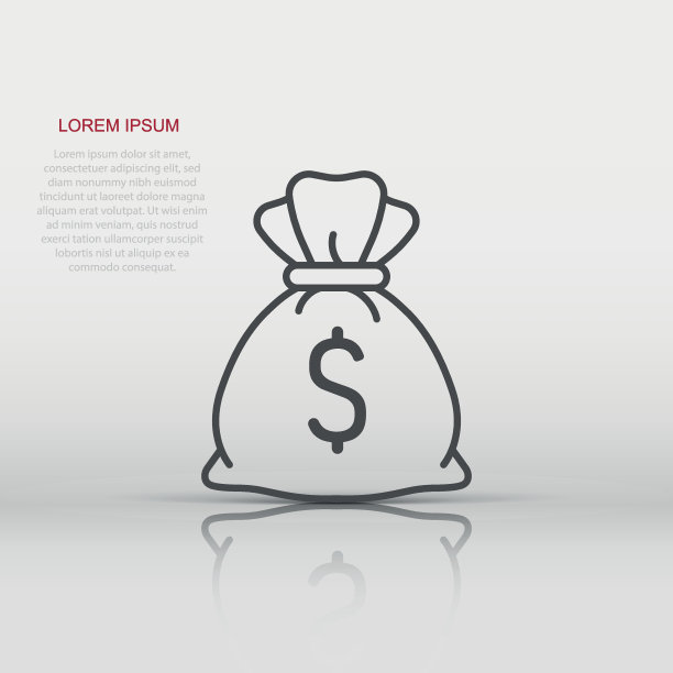 在扁平风格的钱袋图标。钱袋矢量插图上孤立的背景。币袋标牌经营理念。图片下载