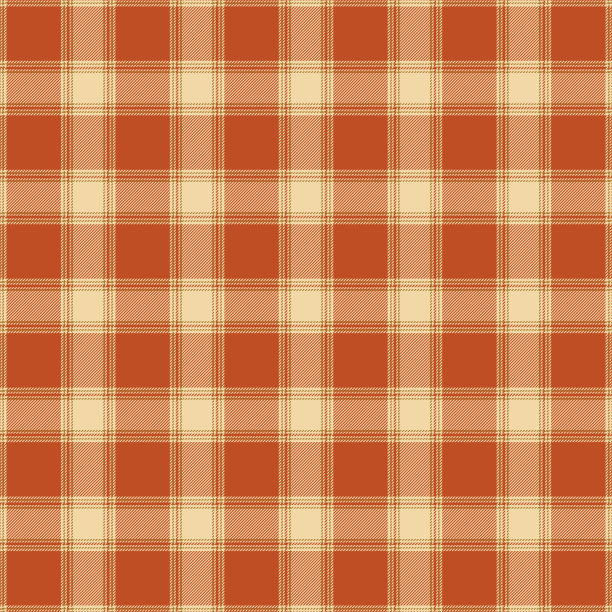 无缝格纹和格子图案在橙色，米色和绿色纺织设计。用于织物印花的格子格图案图形背景。矢量插图。图片下载