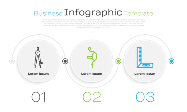 设置划线罗经、手钻、角尺。业务信息图表模板。向量图片下载